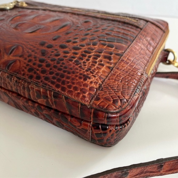 BRAHMIN Croc Embossed Leather iPad Bag 11”x9”x2” - Picture 5 of 9